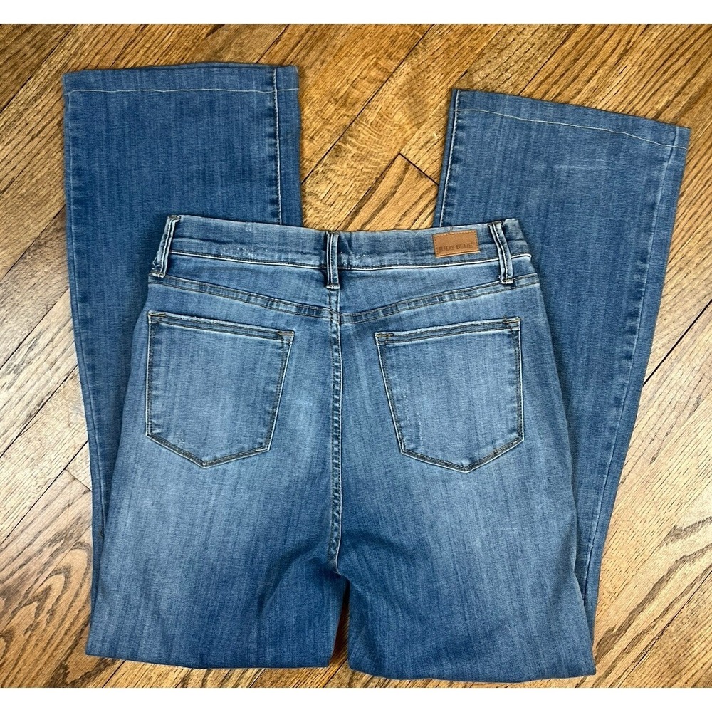 Judy Blue Slim Boot Distressed Denim Blue Stretch Waist Jeans Women's Sz 28x30 - Picture 5 of 7